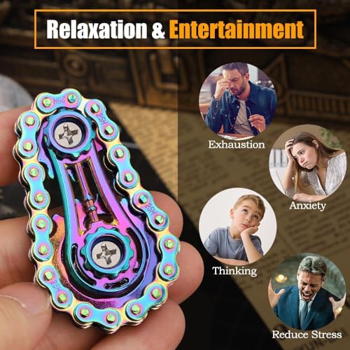 Zahnräder Fidget Kette, Coole Montage Fidget Spinner Ring Spielzeug für Kinder Erwachsene, Metall Fidgeting Fahrrad Kettenräder Würfel, EDC Neuheit Stress Relief Hand Spinner Kinetisches Geschenk