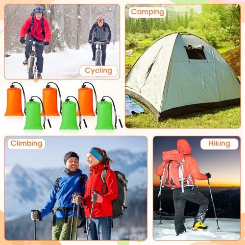 Qunclay 12 Set Emergency Sleeping Bag Survival Bivvy Sack Blanket with Whistles Lightweight Portable Thermal Survival Bag Thick Tent with Hood Extension Nylon Stuff Sack (Orange, Green,82.7 x 35.4 in) - image 7