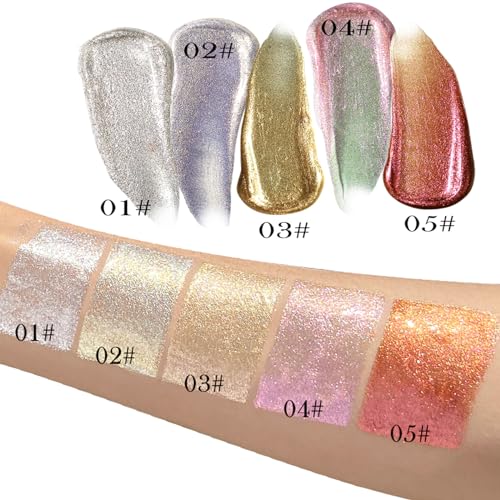 Easilydays Face Body Silver Body Highlighter Luminizer, Chameleon Liquid Contour Highlighters, Waterproof Pearlescent Smooth Shine Shimmer, Natural Moisturizing and Glow for Face & Body (#01 Silver) - Thumbnail 7
