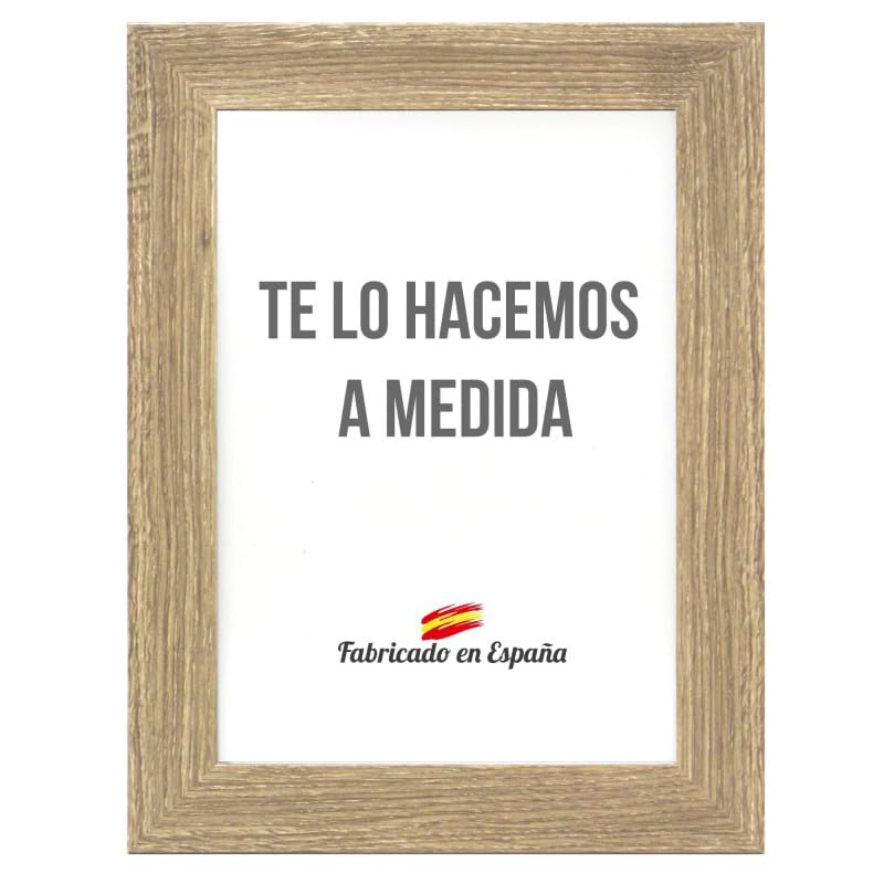 Marco a Medida para Fotos, póster, Puzzles, láminas. Cuadro Modelo 188 Nogal, con Cristal metacrilato 1.5 mm y Trasera Antihumedad 27x46 cm