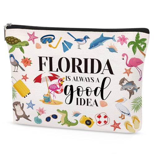 Papiailove Florida Makeup Bag Souvenirs Gifts for Women, Travel Cosmetic Bag, Waterproof Toiletry Organizer Zipper Pouch for Girls Travelers Florida Is Always A Good Idea