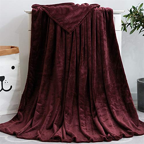 Yinghesheng Flannel Fleece Soft Throw Blanket for Settees/Sofa/Chairs/Couch - Lightweight, Warm and Cozy,Single/Double/Twin Bed Large Plush Blankets,deep red,100x140cm