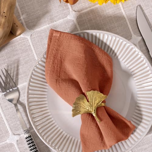 Image of MLMC 4 Pack Terracotta Cloth Napkins Rustic Washable Napkins Set of 4 17 inchx17 inch Burnt Orange Reusable Dinner Napkins Cloth for Wedding Bridal Shower Party Picnic Dinning Table Decor