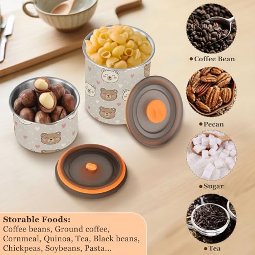 Envase de café en acero inoxidable beige con tapa hermética 900ml miniatura 5
