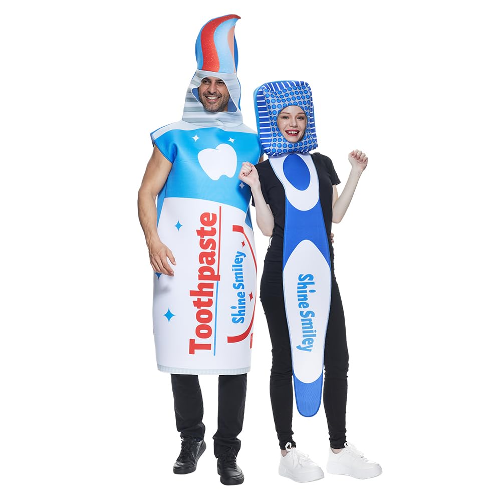 EraSpooky Cepillo de dientes y pasta de dientes disfraz pareja Halloween disfraces adultos Unisex 2 uds conjunto