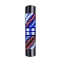 Vista 11 de DNYSYSJ Barra de peluquería con luz LED blanca y negra, poste de peluquería tradicional exterior para peluquería, luz iluminadora de rayas