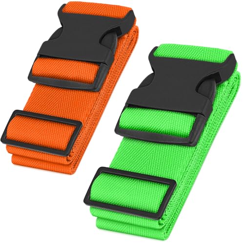 Image of Hero Luggage Straps for Suitcases (2-Pack) Heavy-Duty Adjustable Luggage Belt with Duraflex Buckle & Built-in Luggage Tag - Checked Bag & Carry-on Travel Essentials