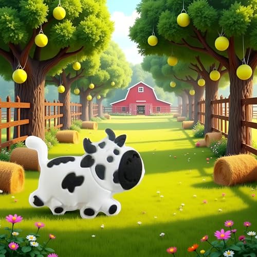 Jinshining White Cow Cute Animal Shapes Tennis Racket Vibration Dampener Soft Silicon Racket Dampener Cartoon Shape Tennis Racquet Shock Absorbers Tennis Racket for Racquetball - Thumbnail 5