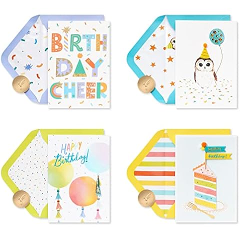 Papyrus Deluxe Boxed Birthday Card Assortment, Bright Birthday (4-Count) Cover