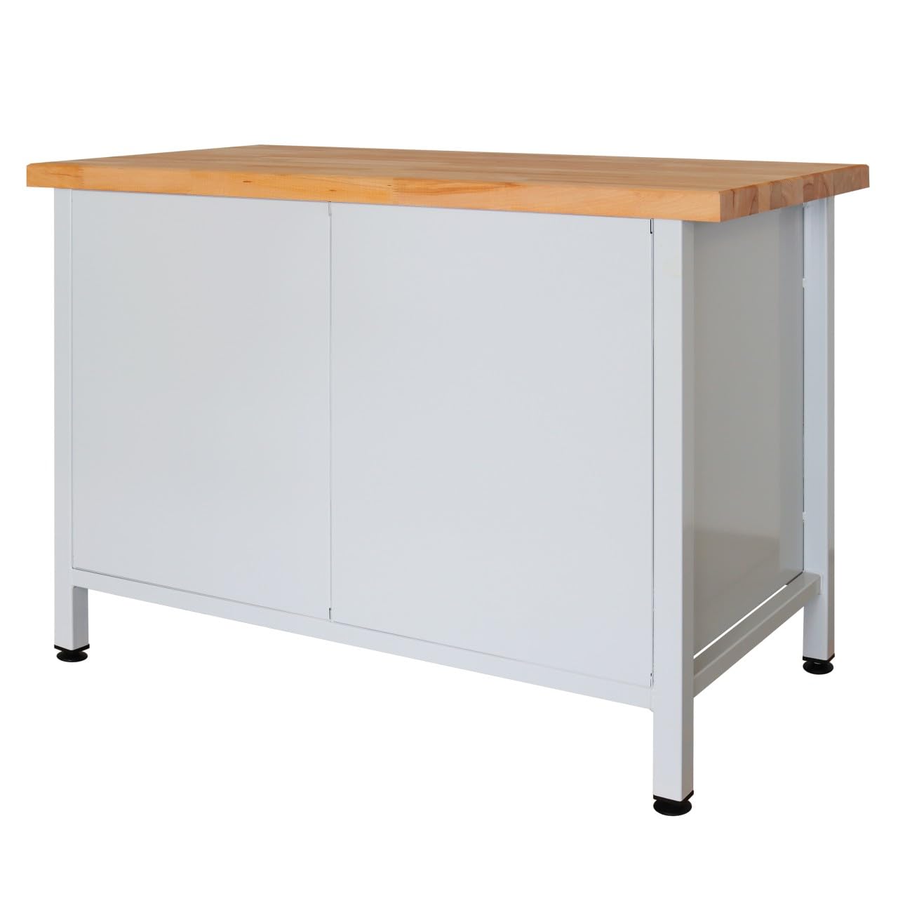 Steinbock Werkbank mit 4 Schubladen und Tür | 300 kg Tragkraft | HxBxT 84 x 120 x 60 cm | Anthrazitgrau | 4 cm Starke geölte Massivholz-Arbeitsplatte | stabiles Stahlgestell | Made in EU | Werktisch