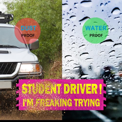 Image of 3 Pack Student Driver Magnet for Car, Magnetic Student Driver Sign for Vehicle, Reflective Warning Bumper Sticker Magnet Sign for New Driver, 10 inch x 4 inch (Pink)