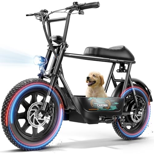 Caroma Peak Electric Scooter with Seat and Fat Tires