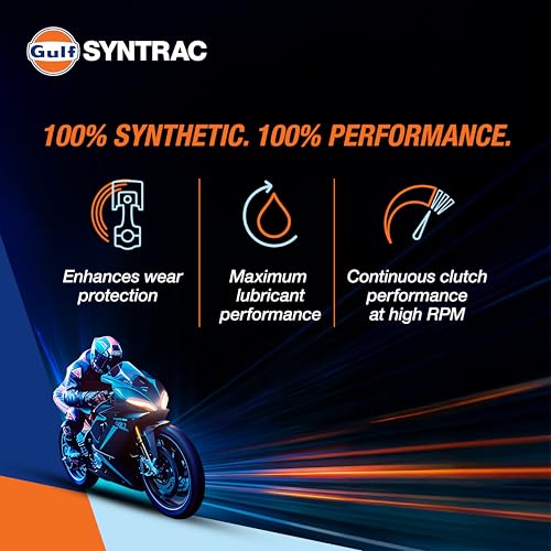 Image of GULF SYNTRAC 10W-40 4T API SP, JASO MA2 | Ester Technology | 2 Wheeler Bike Advanced 100% Full-Synthetic Engine Oil [1 L] - Pack of 1