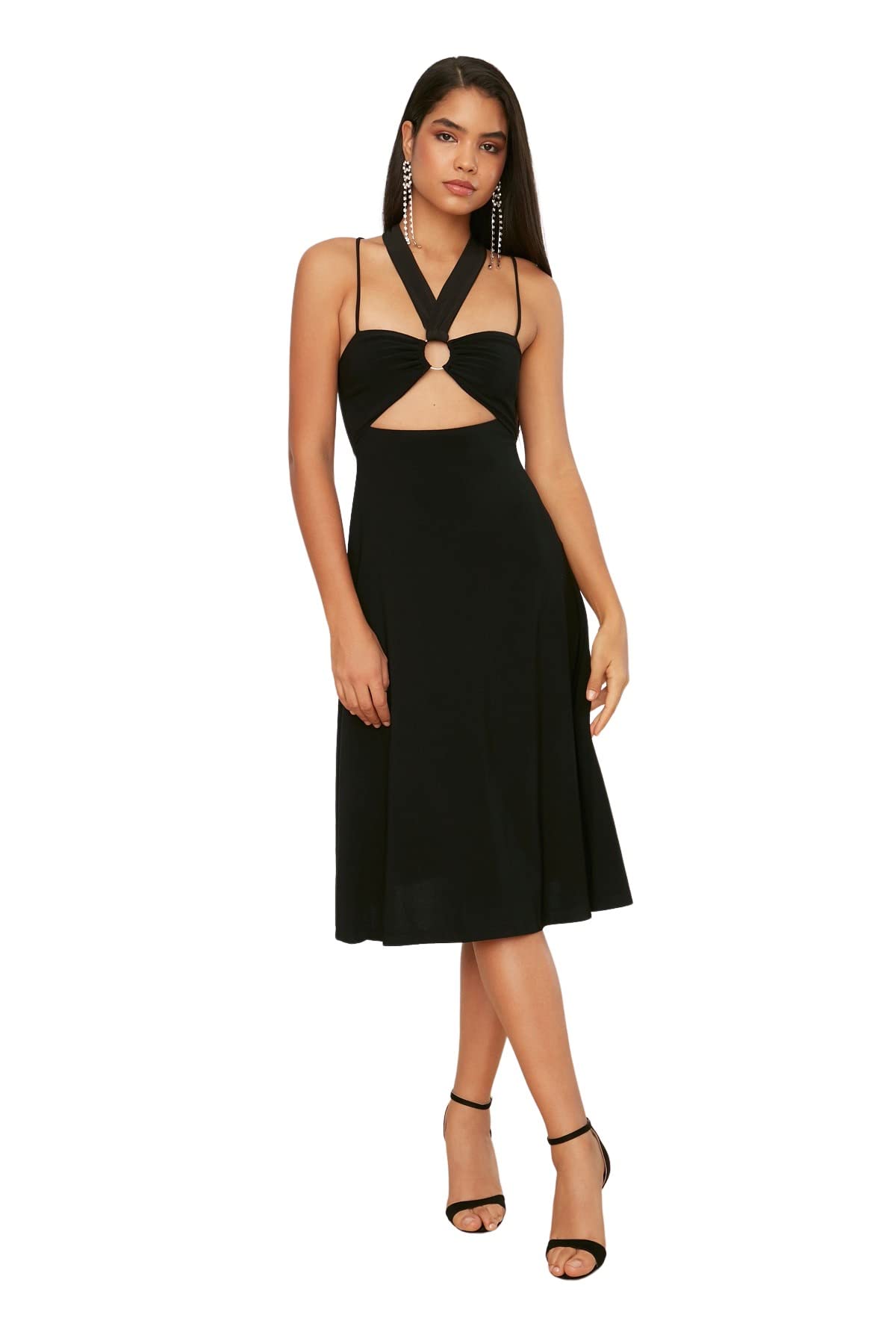 Trendyol Vestido Ajustado Midi Skater Mujer
