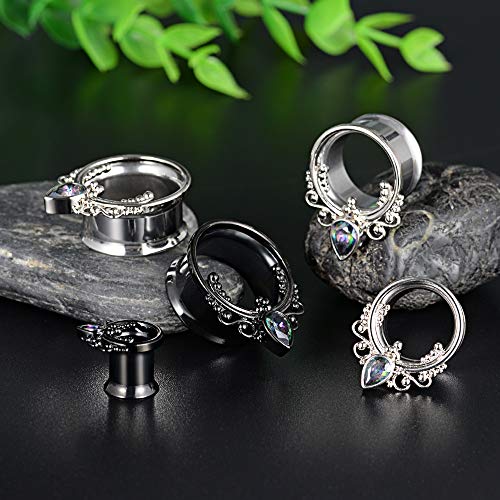 COOEAR 1 Pair Surgical Steel Ear Gauges Double Flared Seashell Ear Tunnels and Plugs Earrings Stretcher.4
