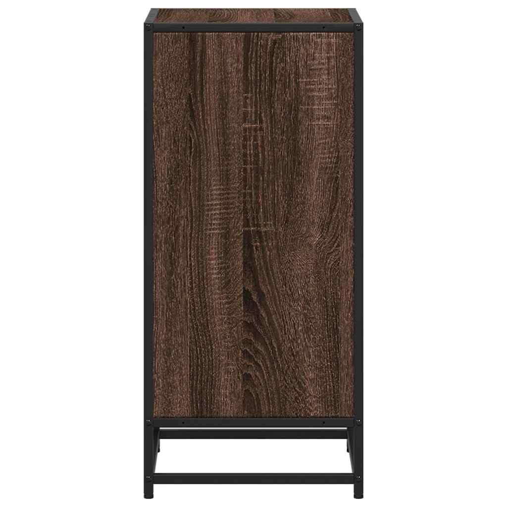 Estantería de madera con estructura de metal, 40 x 35 x 76 cm, color marrón, con estructura de metal, estantería de pared moderna con 2 compartimentos, estable, para salón, pasillo