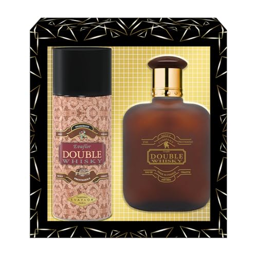 WHISKY Double • Coffret Eau de Toilette 100ML + Déodorant 15OML • Vaporisateur • Spray • Parfum Homme • Cadeau • EVAFLORPARIS