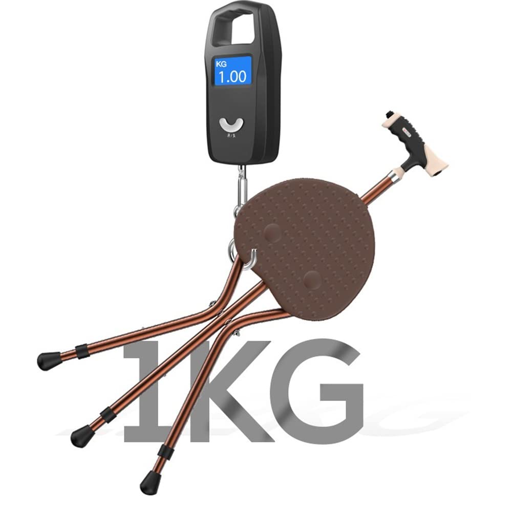 KADEUX Bastones Plegable con Asiento, Bastón con Asiento Ancianos, Silla Muletas Extensible, Bastón Trípode De Aluminio, Ayuda De Movilidad Ultraligero con Luz LED