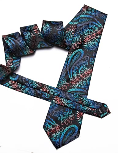 Image of Barry.Wang Paisley Tie Fashion Set Hanky Cufflinks Neckties for Men Woven Silk