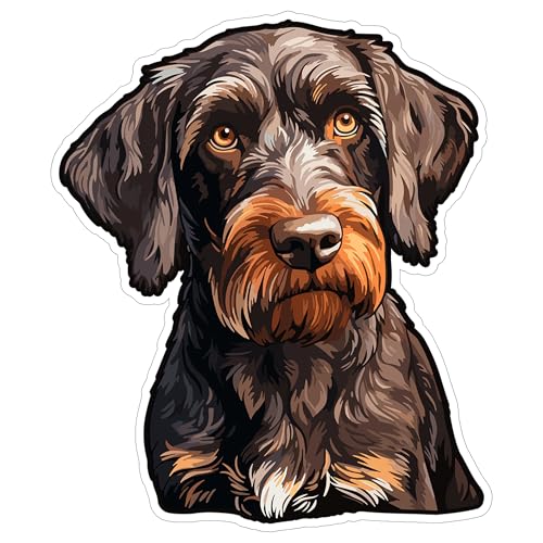 German Wirehaired Pointer Sticker 4 Wired Hair Poi Dog - Waterproof Animal Vinyl Decal for Laptop Water Bottle Car Tumbler - Durable Aesthetic Long-Lasting Stickers for Adults ID44990