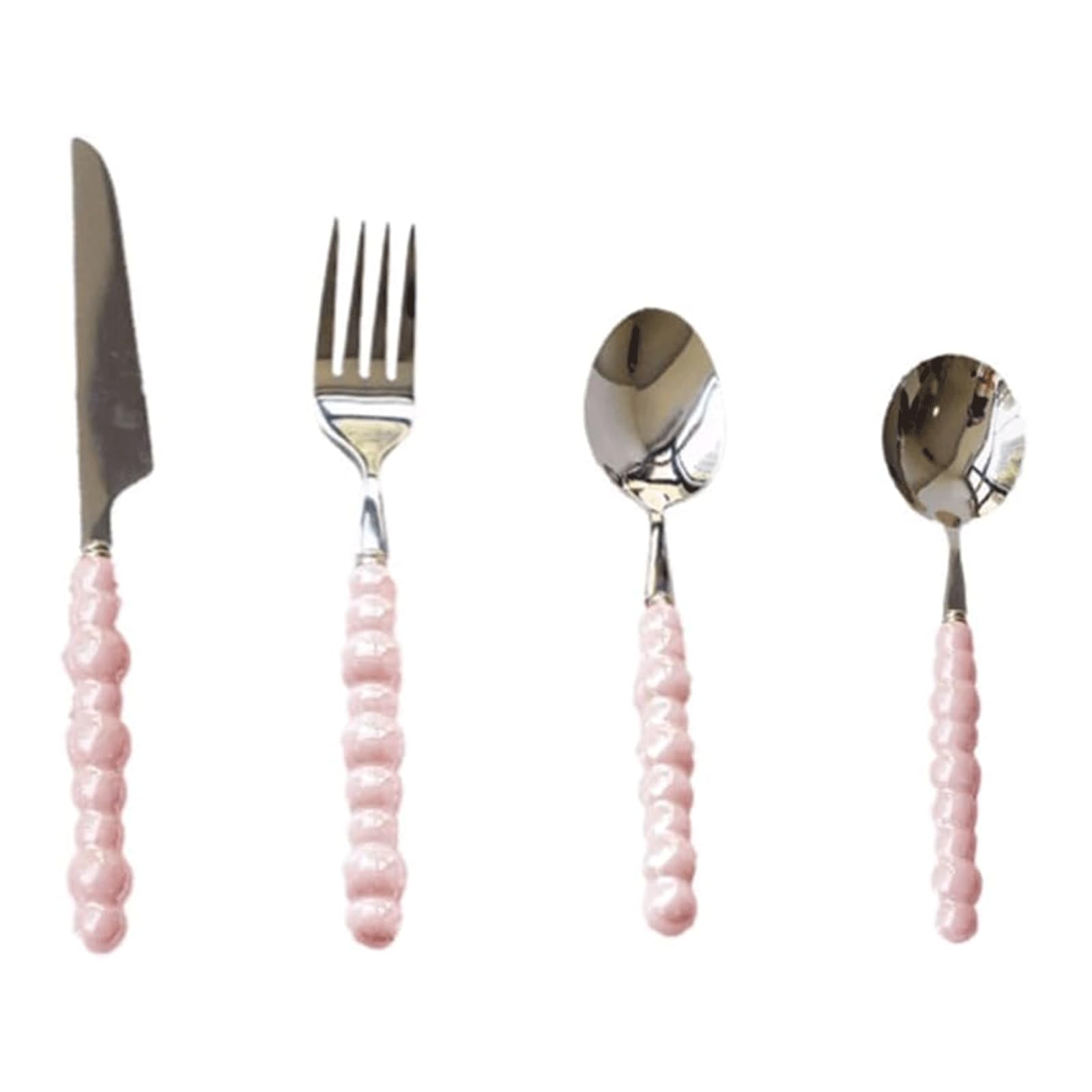 Rieort Ensemble d'argenterie 3/4 pièces Couteau Fourchette cuillère Manche en céramique fourchettes à dîner Ensemble de Couverts en Acier Inoxydable Ensemble de Vaisselle réutilisable