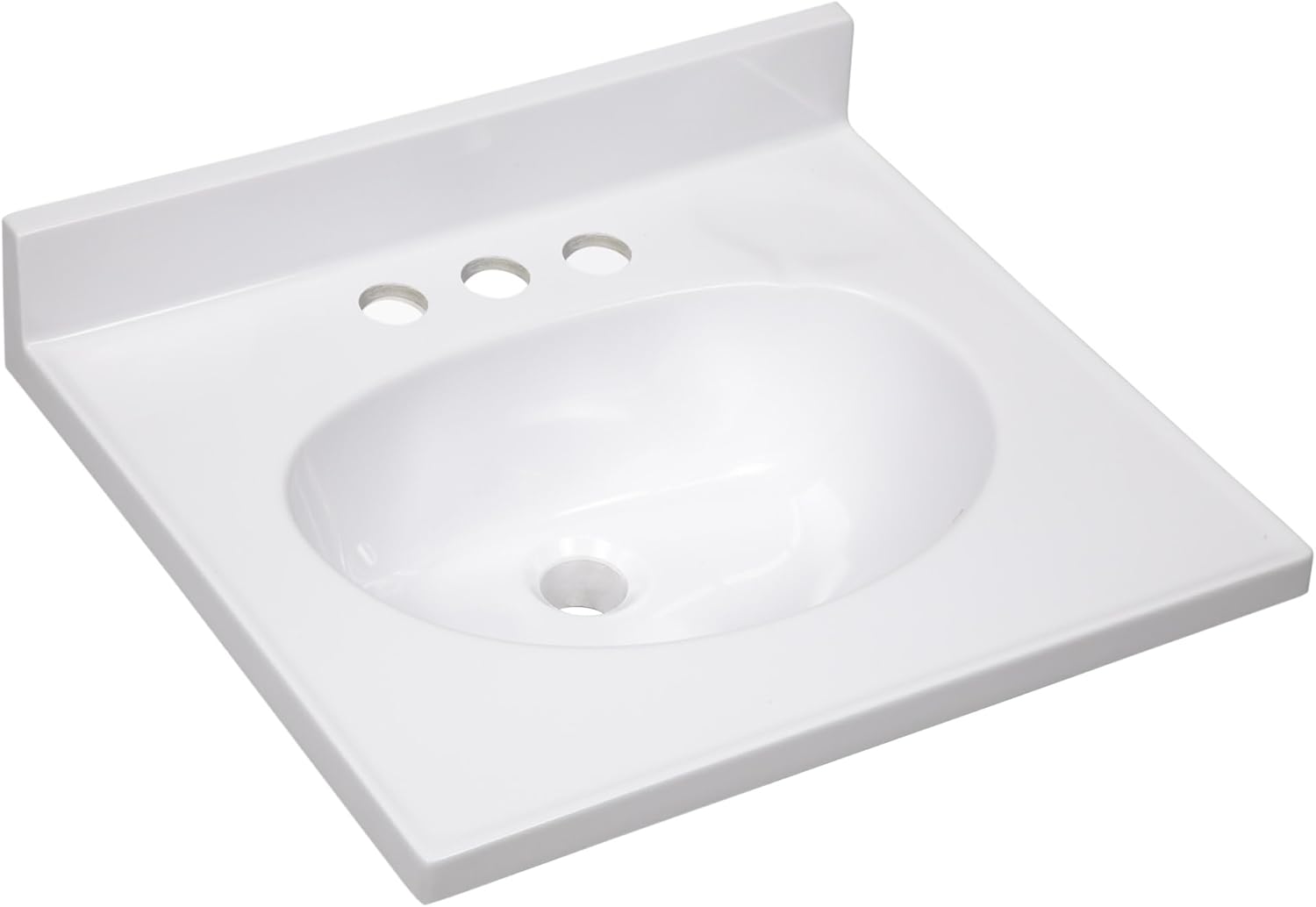 design house cultured marble vanity top, 19 in w x 17 in d, integrated 4 in centerset oval sink & backsplash, solid white, 586172 solid white 19 in. w x 17 in. d single bowl