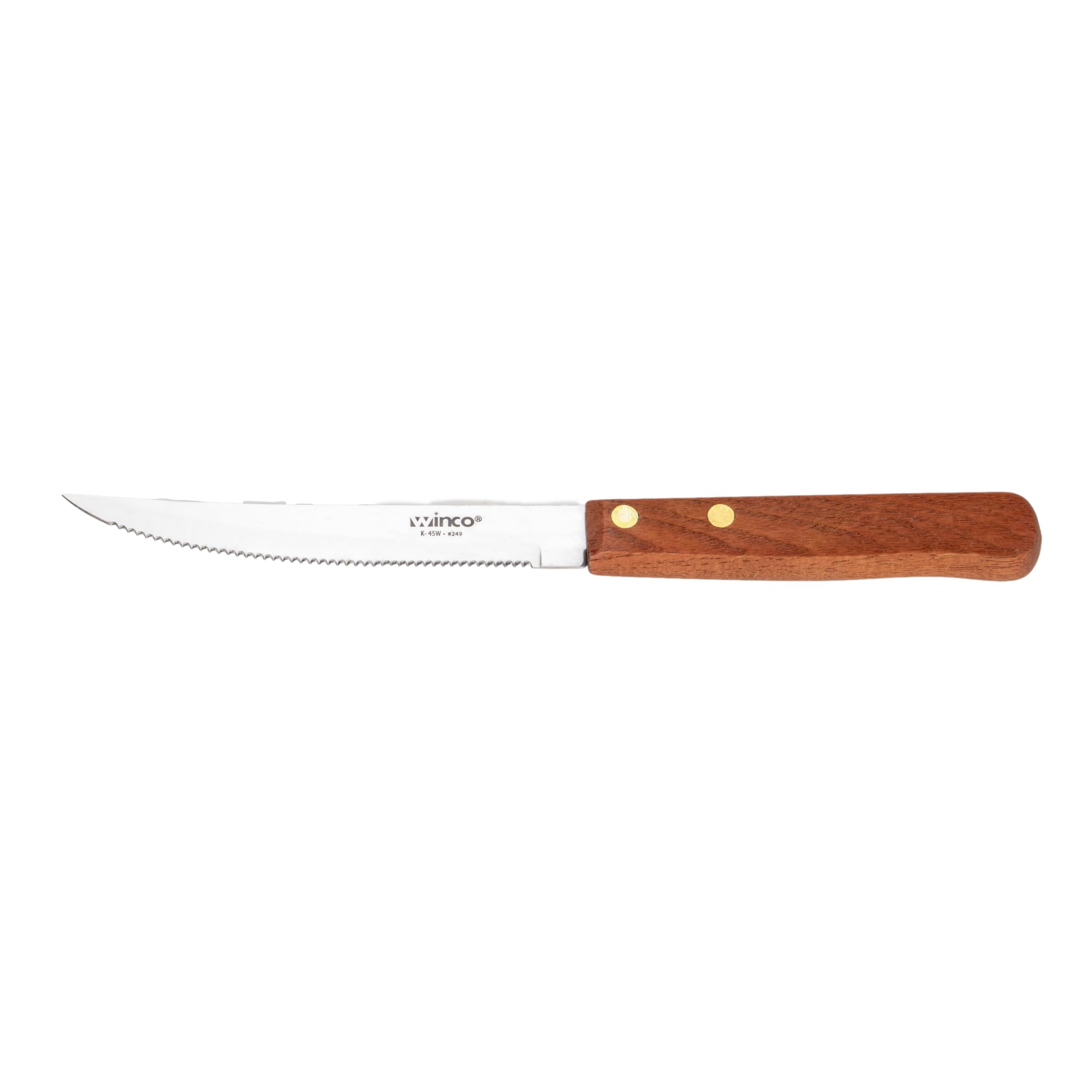 Stainless Steel Steak Knife (Set of 12) by Winco – 4.5", Stainless Steel, Stainless Steel, Brown, Model K-45W