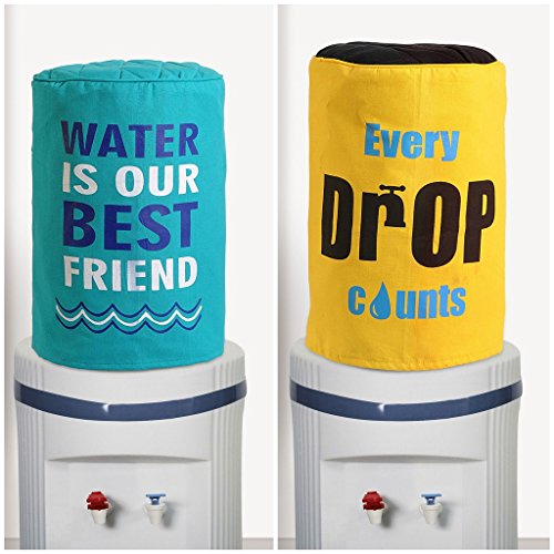 Image of Swayam 20 Litre Bottle Cover for Home & Office | Bottle Protector | Lace Closure at Bottom | Machine Washable | Environment Friendly | Digitally Printed | 44cm x 42cm x 32cm | Pack of 2