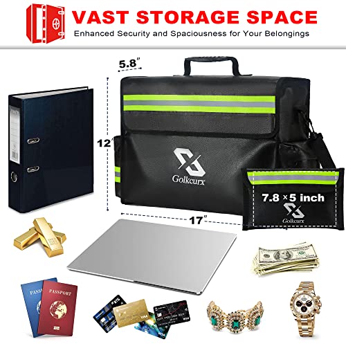 Golkcurx - Fireproof Document Bag - Waterproof Bag - Fireproof Document Box - Fireproof Money Bag - Home And Office - Keep Your Valuables Safe From Fire And Water - 17 X 12 X 5.8 Inches #TOP3