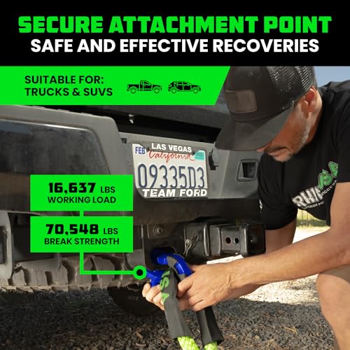 Image of Rhino USA Super D Ring Shackles (2-Pack) - 70,548lb Break Strength - Heavy Duty 3 /4 inch Clevis Shackle with 7 /8 Pin for Towing & Off-Road Use - Pairs with Tow Strap for Vehicle Recovery (Blue)