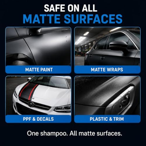 Image of CAR SAAZ Matte X Car & Bike Wash Shampoo (1 Ltr) with Washing Sponge Combo Pack | Matte Painted Cars, Bikes Shampoo | Wash, Shine & Protect | pH Neutral, Highly Effective (1000 ml)