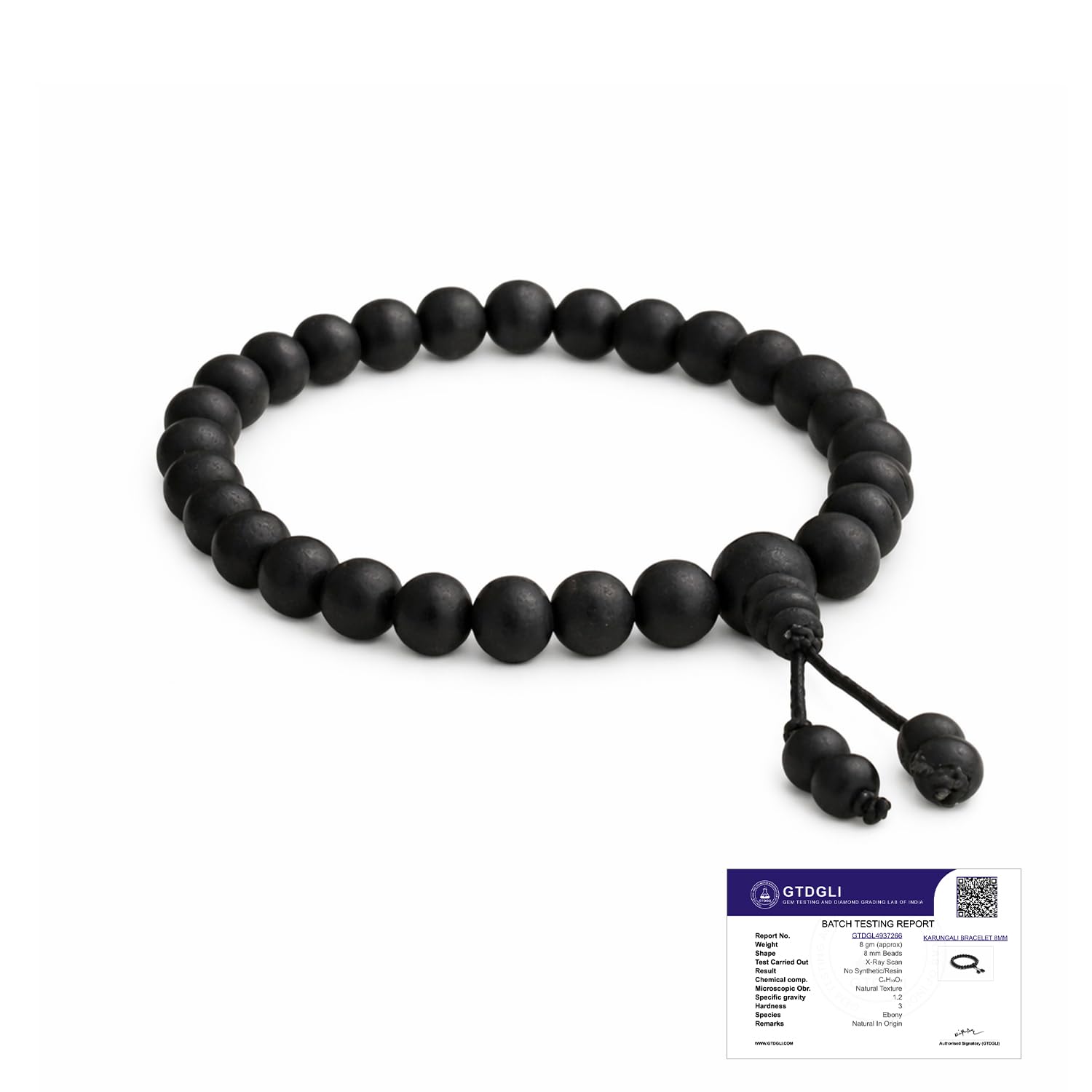 Karungali Malai Bracelet | Certified Ebony Wood | Protection from Negative Energy, Focus & Mangal Dosha Relief | Bracelet for Men & Women | Ideal for Puja & Gift items
