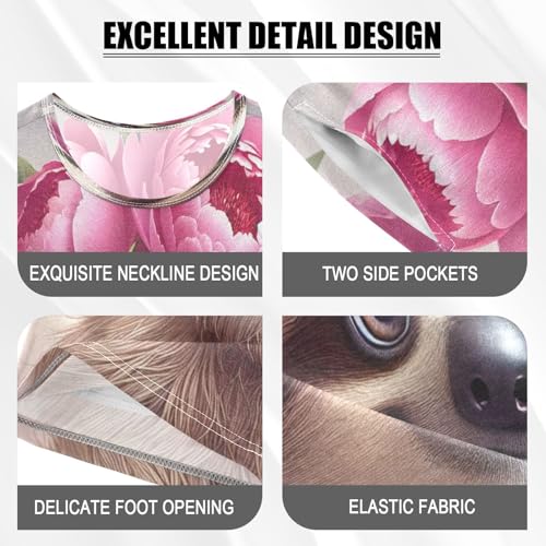 Sloth Flower Pajama Set Short Sleeve Summer Pajamas Shorts Sets PJ Clothes Set Soft 5Y4