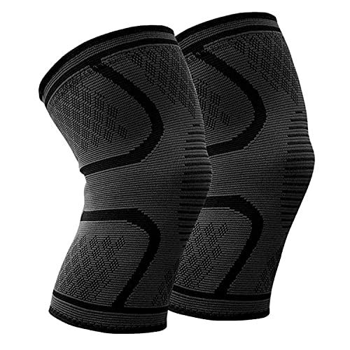 1 paire de genouillères M Muncaso pour soulager l'arthrite, les tendinites, les douleurs pour la course à pied, le basket-ball, l'entraînement, le sport pour homme et femme (bandes noires, taille M) Cover