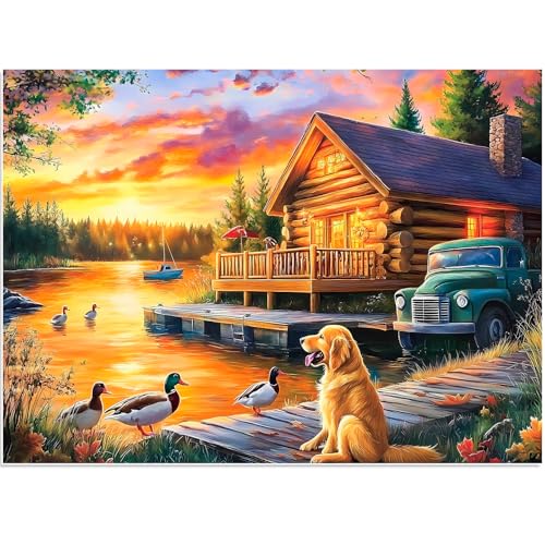500 Piece Puzzle for Adults Puzzle Dog Duck Car Jigsaw Puzzle, Recycled Cardboar Jigsaw Puzzles 500 Pieces for Senior, Challenging Puzzles Family Birthday Party Toy Gift for Friends 20.5"x15"