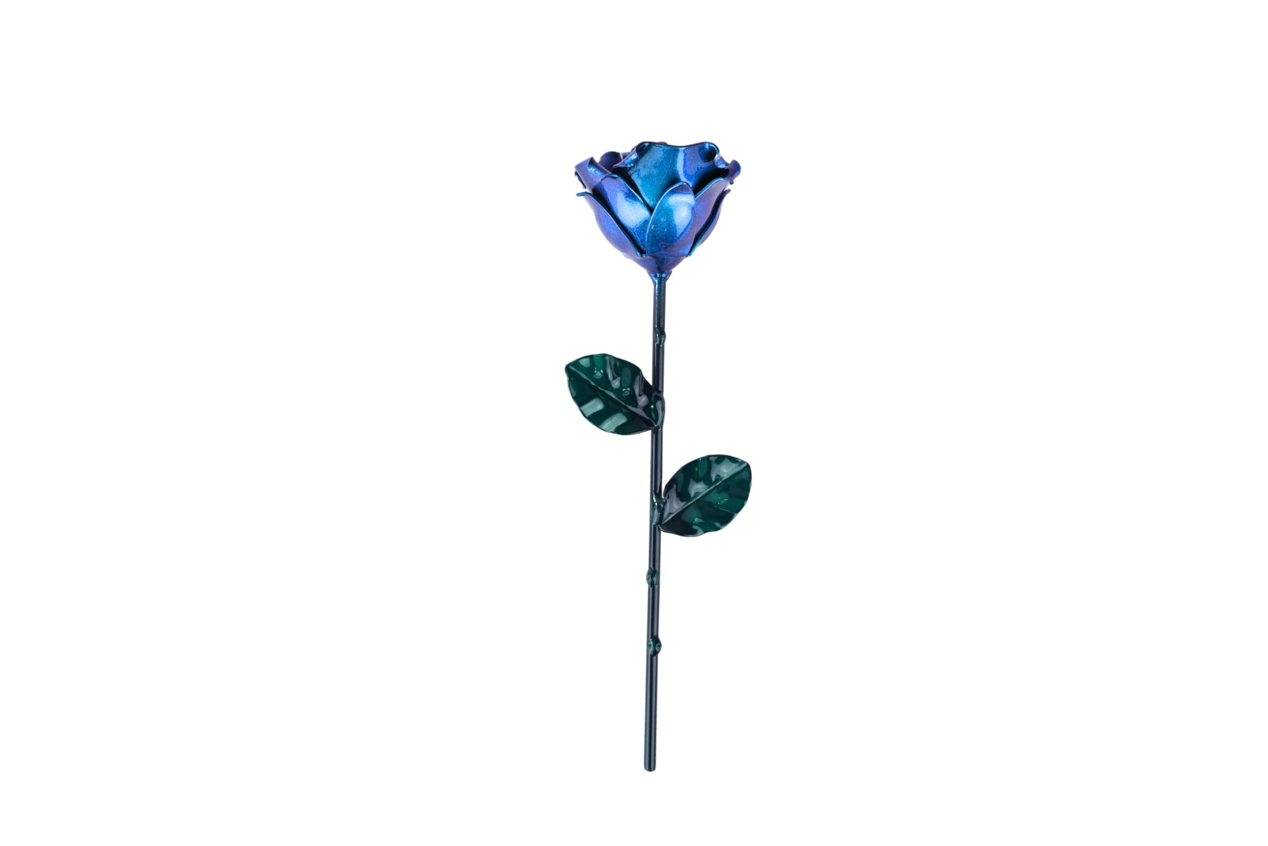 Forging Art Bcn® Hand Forged Eternal Wrought Iron Rose (Cyan/Green)