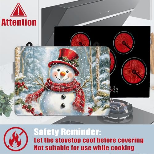 Image of Stove Top Covers for Electric Stove,Christmas Snowman Flat Top Stove Cover,Winter Forest Heat Resistant Glass Top Stove Cover Protector Anti-Slip Range Covers, 28 x 20 Inch