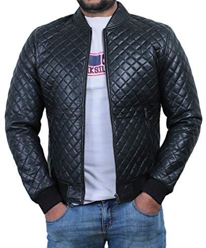Laverapelle Men's Genuine Lambskin Leather Jacket (Black, Bomber Jacket) - 1801006