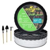 ECOESPTI Plant Saucer, 7 Pack 8 10 12 14 15 Inch Durable Plastic Plant Trays for Pots, White & Black