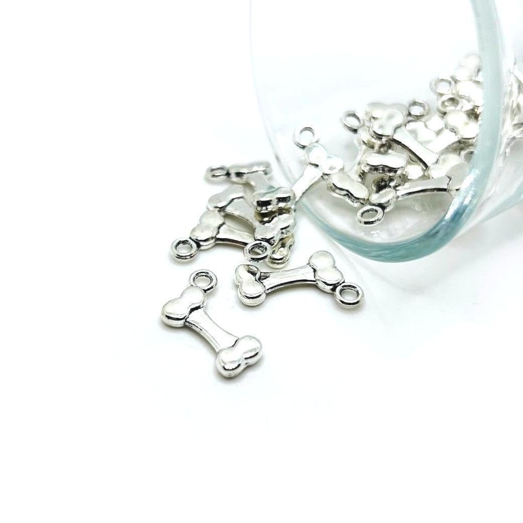 TECC Silver Dog Bone, Pet Charms- AS703 50 Pieces