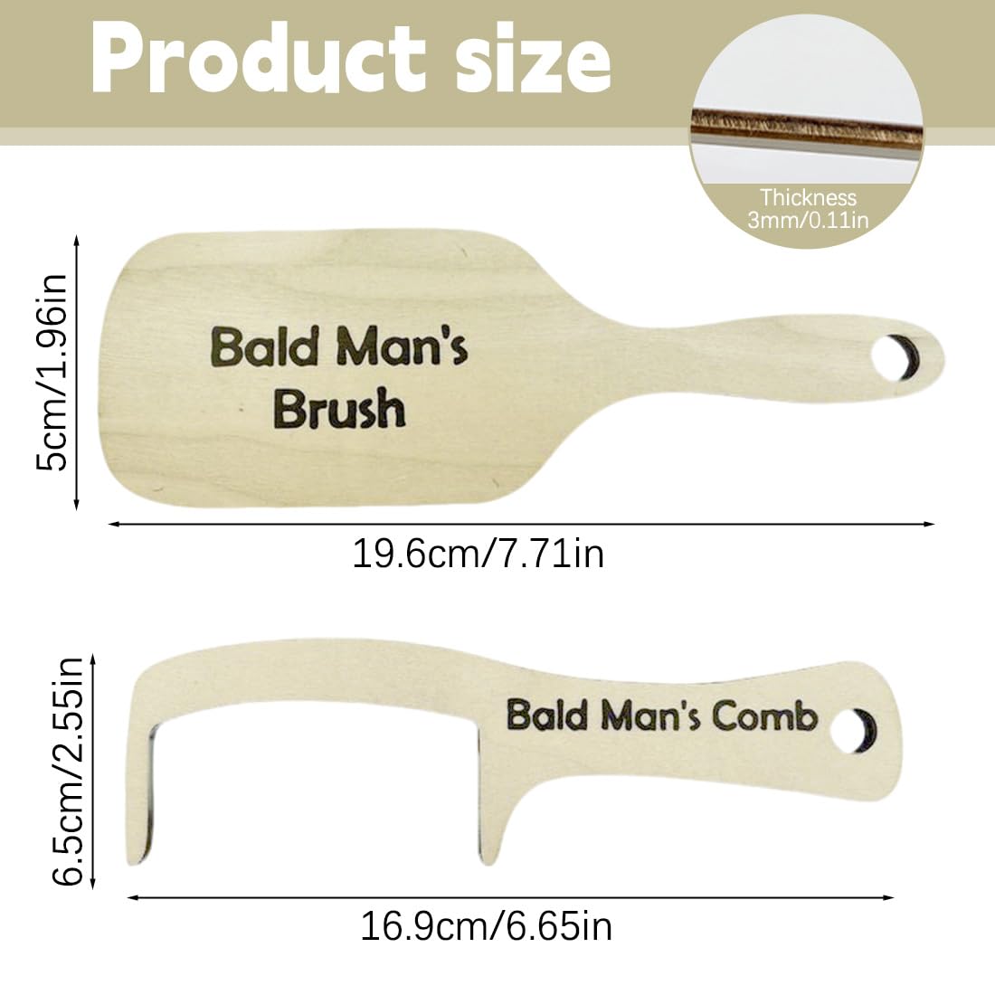 2 Pezzi Kit Pettine Per Calvi Pettine E Spazzola Divertenti Per Uomini Calvi In Legno Regalo Divertente Per Uomini Calvi