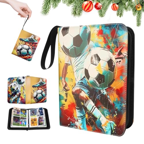 SPHERETRON Fussball Sammelkarten Album Fussball Sammelalbum Fußball Karten Fußball Karten Ordner Pocket Basketball Karten Binder Karten Sammelkarten Album (D)