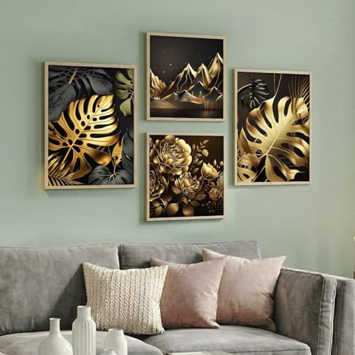 Image of kotart Aesthetic Modern Wall Decor Paintings with Frame for Home Decoration - Painting for Living Room Bedroom - Painting for Wall Decoration Set of 4 (Art 10, Big (13x17 or 13x13 inch))
