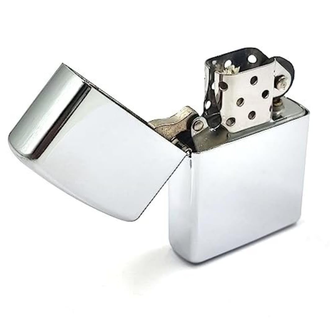 Refillable Petrol Wick Lighter, Classic Flip Top Metal Pocket Lighter for Cigarettes, Cigars, Camping, Outdoor & Everyday Carry, (Metalic Black)-picture-15