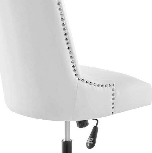 Miniatura 6 de Modway Empower Channel - Silla de oficina de cuero vegano copetudo en blanco y negro