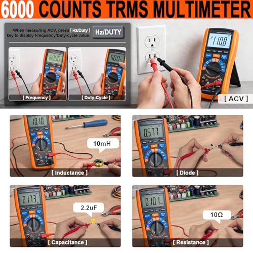 Image of Insulation Resistance Tester 1000V Megohmmeter w /TRMS Multimeter 2 in 1, AIOMEST Megaohm Meter w /IR Test, NCV, Volt, 20A Current, Capacitance, Inductance, Continuity, Hz & Temp for HVAC, Motor