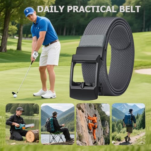 VANNANBA Mens Belt Stretchable - Elastic Nylon Web Golf Belt for Jeans Casual Pants4