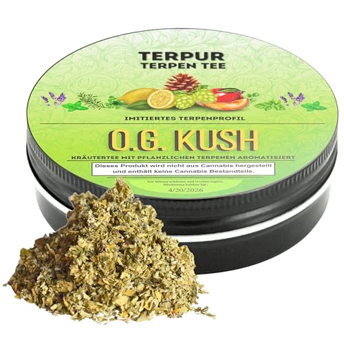 Herbal Mix mit Terpenen | Kräutermix mit pflanzlichen Terpenen von TERPUR | Terpen Tee O.G. Kush | 16g Dose Metall mit Schraubverschluss | 100% natürliche Kräutermischung