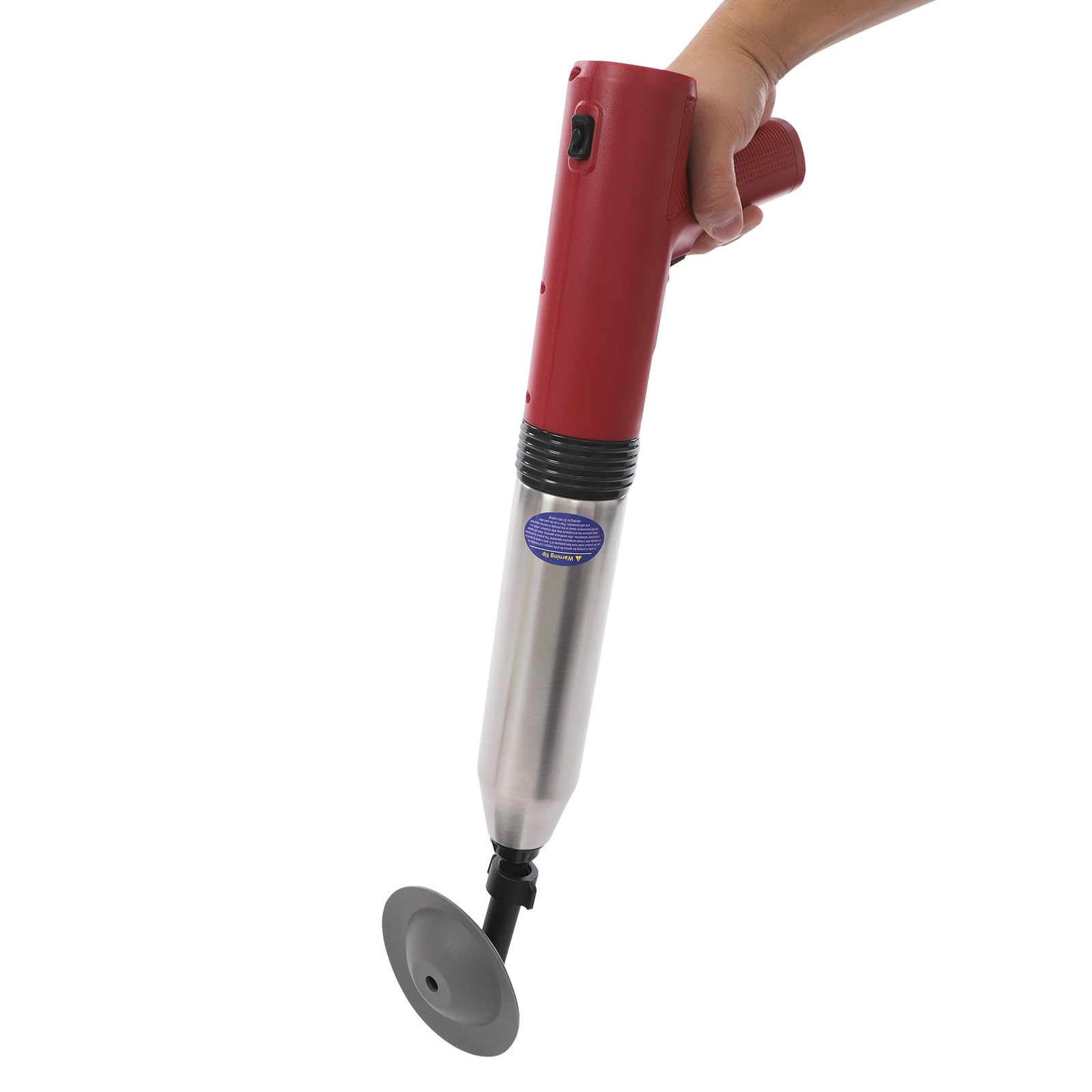 Limpiador de tuberías de aire comprimido, 1500 mAh, para inodoro, con 4 accesorios (rojo) | Con manómetro, presión de 1 – 6 kgf/cm², mango ergonómico para desagüe de inodoro, incluye cargador