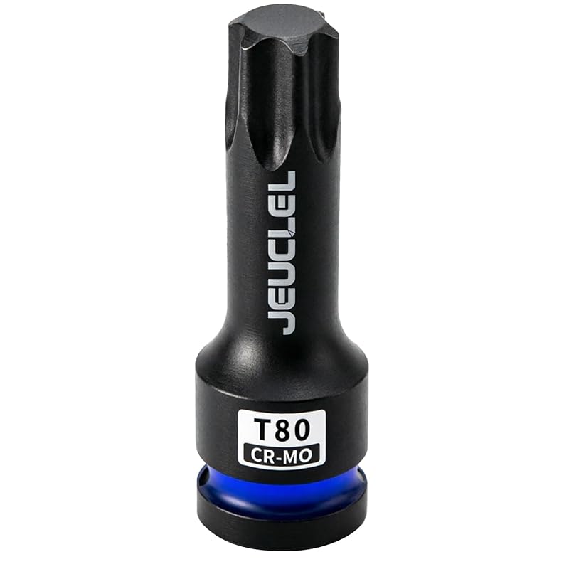 Soquete de Impacto Torx T80 com Encaixe de 12,7 mm (1/2 pol.), 6 Pontos, Aço Cromo-Molibdênio JEUCLEL